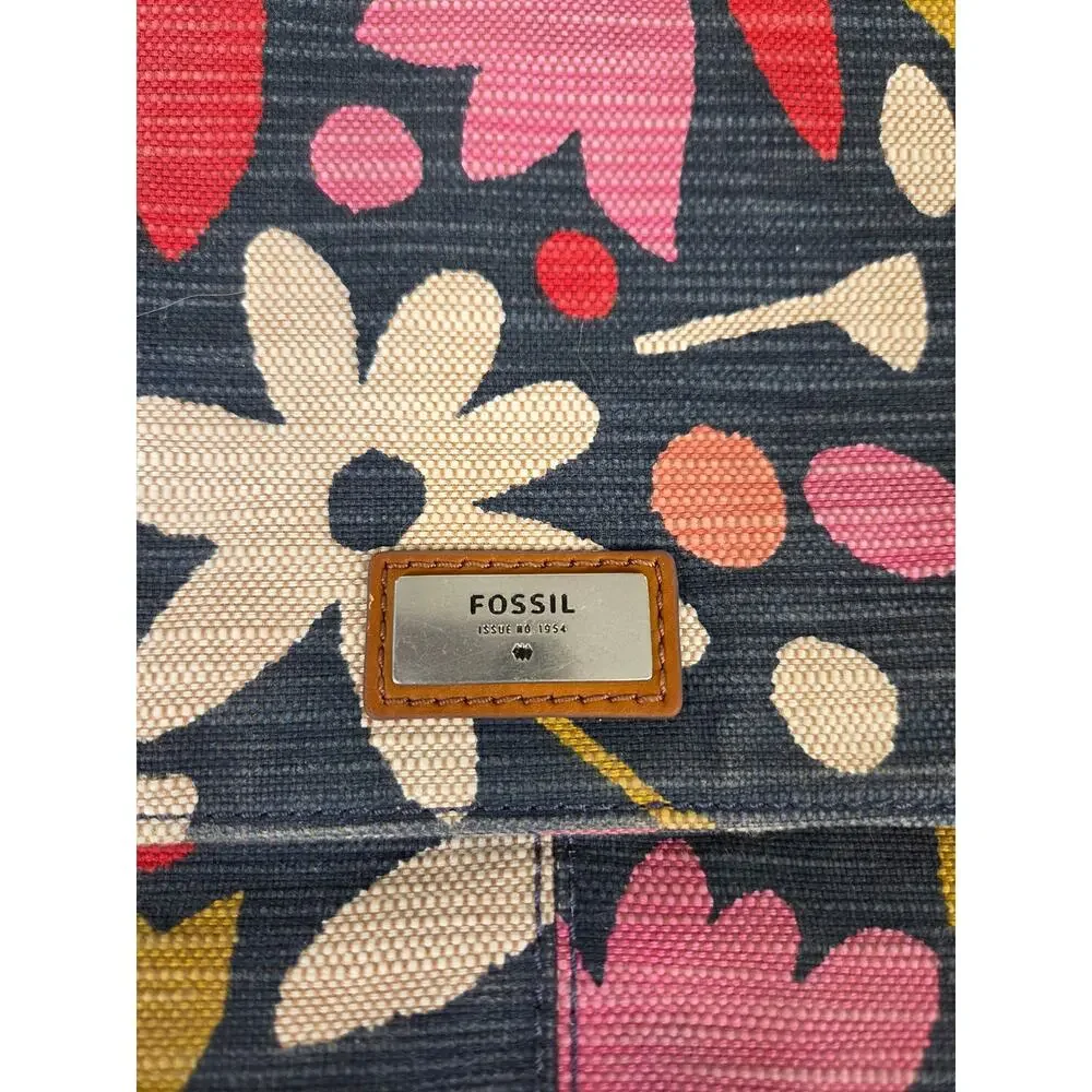 Fossil Blake Floral Canvas Messenger Laptop Bag